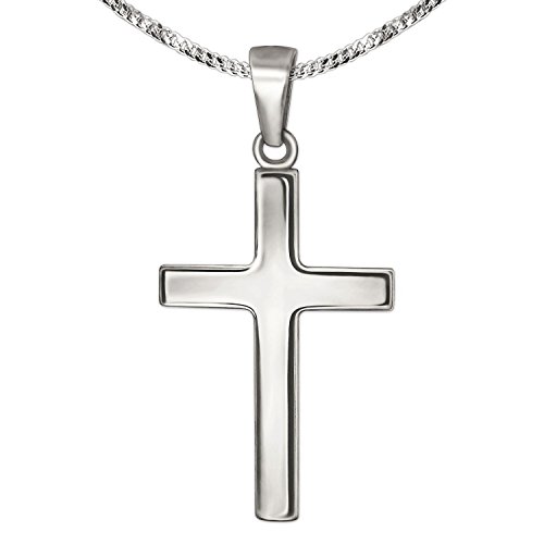 CLEVER SCHMUCK Damen Herren Kreuzhalskette Anhänger Kreuz 21 mm schlicht glänzend Kette Panzer 50 cm Sterling Silber 925 für Jugendliche im Schmucketui CLEVER SCHMUCK Damen Herren Kreuzhalskette Anhänger Kreuz 21 mm schlicht glänzend Kette Panzer 50 cm Sterling Silber 925 für Jugendliche im Schmucketui von CLEVER SCHMUCK