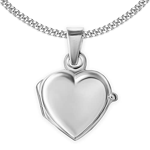 CLEVER SCHMUCK SET Silberner Anhänger Mini Herz 12 x 11 glänzend aufklappbar plastisch gewölbt mit Kette Panzer 45 cm STERLING SILBER 925 im Schmucketui rosa von CLEVER SCHMUCK