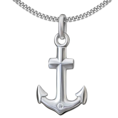 CLEVER SCHMUCK Kinder Halskette Anker Anhänger maritim & Kette Panzer 40 cm Sterling Silber 925 in Geschenkverpackung von CLEVER SCHMUCK