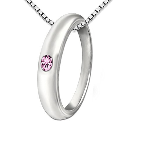 CLEVER SCHMUCK Set Silberner Mädchen Taufring schlicht mit einem Zirkonia rosa & Kette Venezia 38 cm Sterling Silber 925 im Taufe Etui rosa von CLEVER SCHMUCK