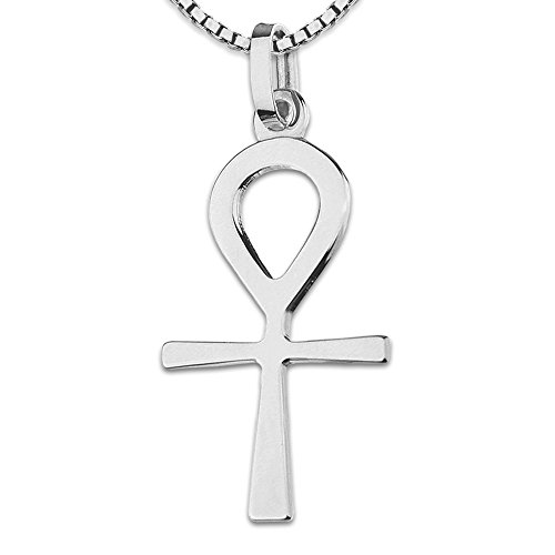 Clever Schmuck Set Anhänger Ägyptisches Kreuz 25 mm Henkelkreuz Ankh & Kette Venezia 50 cm Sterling Silber 925 in Geschenkverpackung von CLEVER SCHMUCK