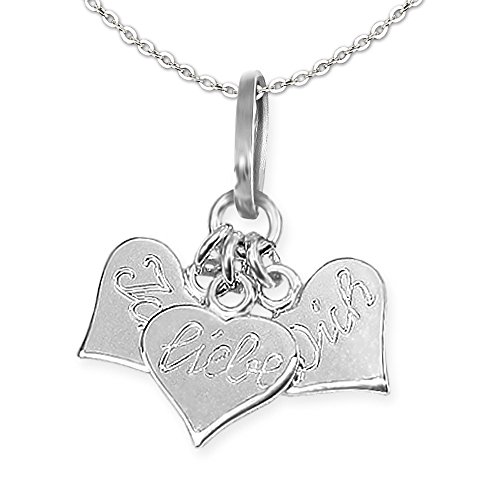 CLEVER SCHMUCK Set Damen Halskette Anhänger Mini Herz 3-teilig ca. 7 x 6 mm mit Gravur Ich Liebe Dich glänzend & Kette Anker 42 cm Sterling Silber 925 im Liebe-Etui rot von CLEVER SCHMUCK