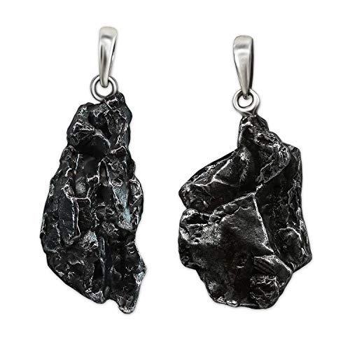 CLEVER SCHMUCK 2 silberne Partneranhänger 2 echte Sternsschnuppen Meteoriten, Schlaufe glänzend aus 925 Sterling Silber (2 Stück) im Schmucketui von CLEVER SCHMUCK