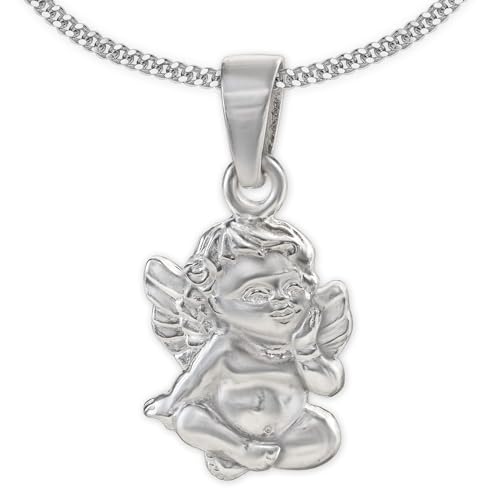 CLEVER SCHMUCK Damen Schutzengel Halskette Engelsanhänger barockstil glänzend Kette Panzer 45 cm Sterling Silber 925 im Schmucketui von CLEVER SCHMUCK