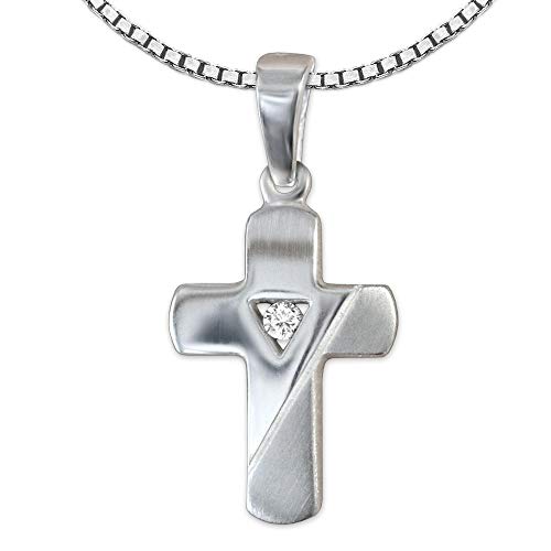 CLEVER SCHMUCK Set Silberner Anhänger Mini Kreuz 15 mm quer matt und glänzend mit einem Spannzirkonia mittig dreieckig gefasst sowie Kette Venezia 38 cm STERLING SILBER 925 im Etui sand CLEVER SCHMUCK Set Silberner Anhänger Mini Kreuz 15 mm quer matt und glänzend mit einem Spannzirkonia mittig dreieckig gefasst sowie Kette Venezia 38 cm STERLING SILBER 925 im Etui sand von CLEVER SCHMUCK