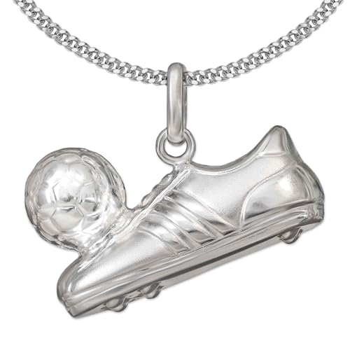CLEVER SCHMUCK Set Silberner Anhänger Sportschuh Ball kickend 19x10mm 3D teilmatt und Kette Panzer 42 cm STERLING SILBER 925 im Etui blau von CLEVER SCHMUCK