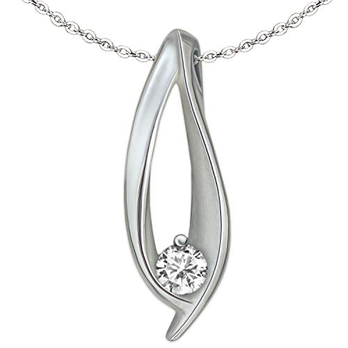 CLEVER SCHMUCK Set Silberner Damen Anhänger 20 x 7 mm längliche Form elegant glänzend innen offen mit Zirkonia & feiner Kette Anker 45 cm STERLING SILBER 925 CLEVER SCHMUCK Set Silberner Damen Anhänger 20 x 7 mm längliche Form elegant glänzend innen offen mit Zirkonia & feiner Kette Anker 45 cm STERLING SILBER 925 von CLEVER SCHMUCK