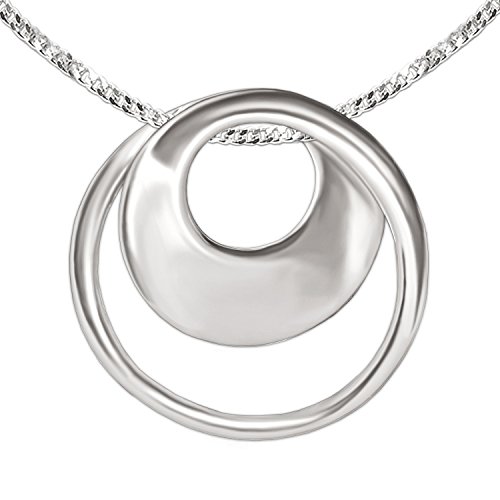 CLEVER SCHMUCK Set Silberner Damen Anhänger runder Kringel verschnörkelt 20 x 19 mm mit verdeckter Schlaufe, runde Schlichte Form & Kette Panzer 45 cm Sterling Silber 925 im Etui von CLEVER SCHMUCK