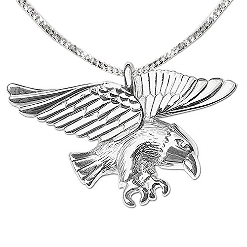 CLEVER SCHMUC Silberner kleiner Anhänger Adler 16 x 26 mm glänzend mit feiner Kette Panzer 50 cm STERLING SILBER 925 von CLEVER SCHMUCK