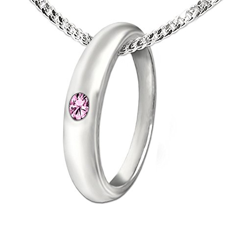 CLEVER SCHMUCK Set Silberner Mädchen Taufring schlicht mit einem Zirkonia rosa glänzend & Kette Panzer 36 cm Sterling Silber 925 für Mädchen im Taufe Etui rosa von CLEVER SCHMUCK