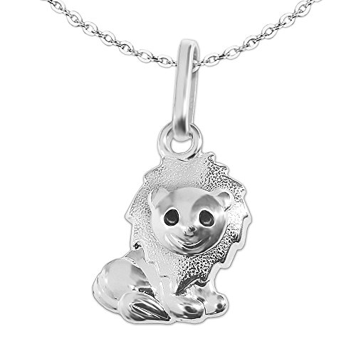 CLEVER SCHMUCK Set Silberner kleiner Kinder Anhänger Mini Löwe 10 mm glänzend und Kette Anker 40 cm STERLING SILBER 925 im Etui weiß von CLEVER SCHMUCK