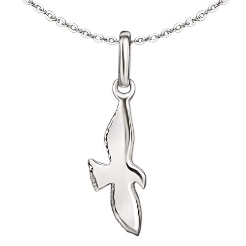 CLEVER SCHMUCK Set Silberner sehr Kleiner dezenter Damen Anhänger 15 mm Mini Adler fliegend Silhouette Kontur & feine Kette Anker 45 cm Sterling Silber 925 in Schmuckverpackung von CLEVER SCHMUCK