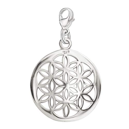 CLEVER SCHMUCK Silbener Anhänger Blume des Lebens breiter Rand als Charm 925 Sterling Silber von CLEVER SCHMUCK