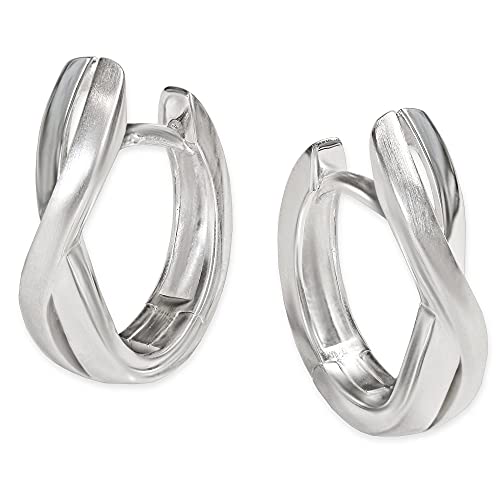 CLEVER SCHMUCK Silberne Damen Creolen 15 mm schmal teilmatt modern gekreuzte Flächen 925 Sterling Silber im Schmucketui von CLEVER SCHMUCK