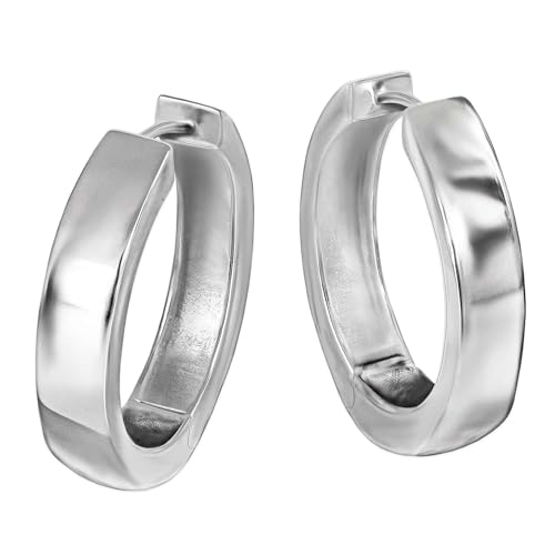 CLEVER SCHMUCK Silberne Damen Creolen 19 mm Ø schlicht 3,5 mm breit schmal glänzend Sterling Silber 925 im Etui weiß von CLEVER SCHMUCK