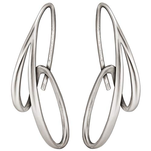 CLEVER SCHMUCK Silberne Damen Ohrhänger Creolen 30 mm lang schlicht und 2-fach geschwunge elegante Form in einer einzigen Form gebogen zum einfachen Einhängen Durchziehen 925 Sterling Silber von CLEVER SCHMUCK
