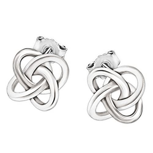 Clever Schmuck Silberne Damen Ohrstecker Ø 8 mm kleiner Knoten Kringel Schnörkel plastische 3D-Form matt glänzend kombiniert STERLING SILBER 925 im Etui blau von CLEVER SCHMUCK