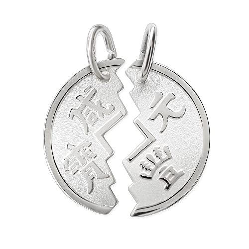 CLEVER SCHMUCK Silberne Freundschaftsanhänger als geteilte Münze Ø 18 mm Tai Pan matt und glänzend STERLING SILBER 925 von CLEVER SCHMUCK