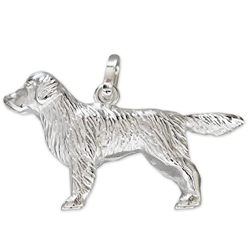 CLEVER SCHMUCK Silberner Damen Herren Anhänger Hund Golden Retriever 26 x 16 mm natürlich figürlich plastische 3D-Form glänzend Sterling Silber 925 im Etui weiß von CLEVER SCHMUCK