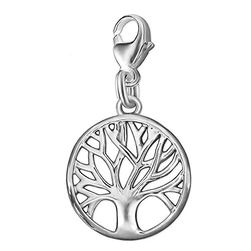 CLEER SCHMUCK Silberner Damen Charm Anhänger kleiner Lebensbaum Ø 14 mm glänzend schlicht teils offen Sterling Silber 925 in Geschenkfaltbox von CLEVER SCHMUCK