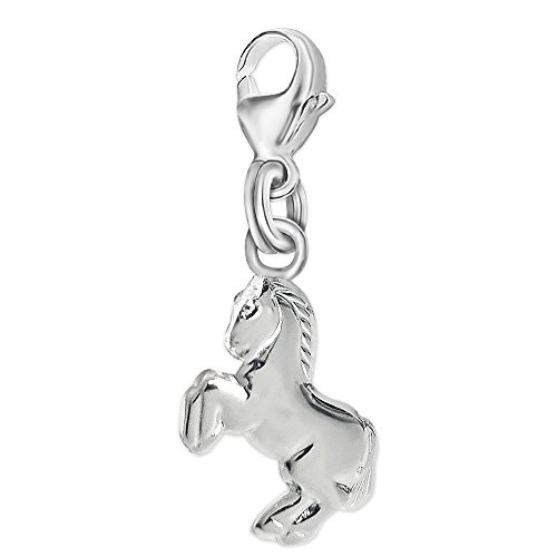 CLEVER SCHMUCK Silberner Charm Anhänger kleines Pferd 12 mm springend glänzend STERLING SILBER 925 für Charmarmband in Geschenkfaltbox von CLEVER SCHMUCK