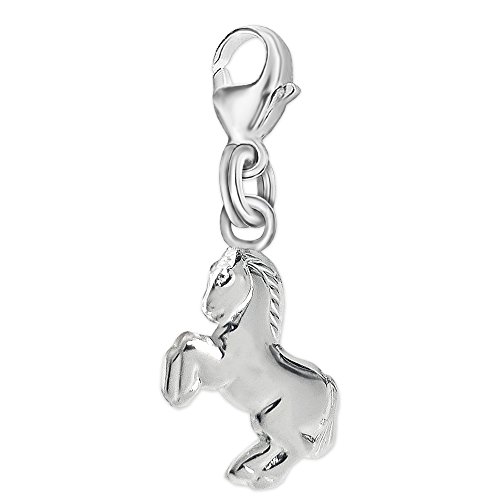 CLEVER SCHMUCK Silberner Charm Anhänger kleines Pferd 12 mm springend glänzend Sterling Silber 925 für Charmarmband in Geschenkfaltbox von CLEVER SCHMUCK