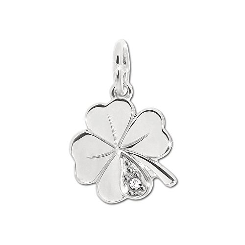 CLEVER SCHMUCK Silberner Damen Anhänger kleines 4-blättriges Kleeblatt glänzend mit einem Zirkonia weiß glänzend Sterling Silber 925 Glückskleeblatt in Schmuckverpackung CLEVER SCHMUCK Silberner Damen Anhänger kleines 4-blättriges Kleeblatt glänzend mit einem Zirkonia weiß glänzend Sterling Silber 925 Glückskleeblatt in Schmuckverpackung von CLEVER SCHMUCK