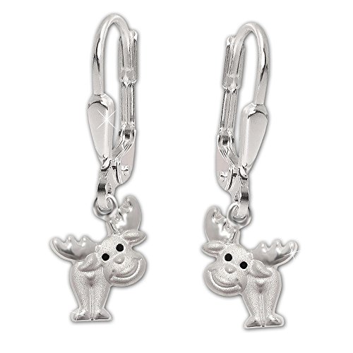 CLEVER SCHMUCK Silberner Ohrhänger 23 mm Elch 7 mm Augen schwarz lackiert matt und glänzend STERLING SILBER 925 CLEVER SCHMUCK Silberner Ohrhänger 23 mm Elch 7 mm Augen schwarz lackiert matt und glänzend STERLING SILBER 925 von CLEVER SCHMUCK