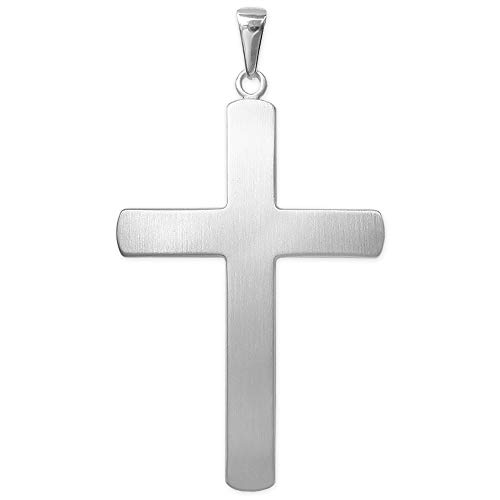 CLEVER SCHMUCK Silbernes großes Herren Kreuz 55 x 37 mm riesengroß matt schlicht, breite Balken, Schlaufe glänzend STERLING SILBER 925 für Herren oder Damen von CLEVER SCHMUCK