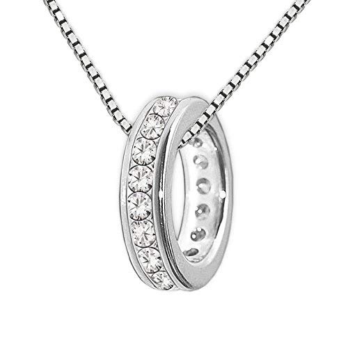 CLEVER SCHMUCK Taufkettchen kleiner Taufring 10 mm viele Zirkonias weiß ringsum & Kette Panzer 36 cm Sterling Silber 925 rhodiniert Taufgeschenk für Kinder von CLEVER SCHMUCK