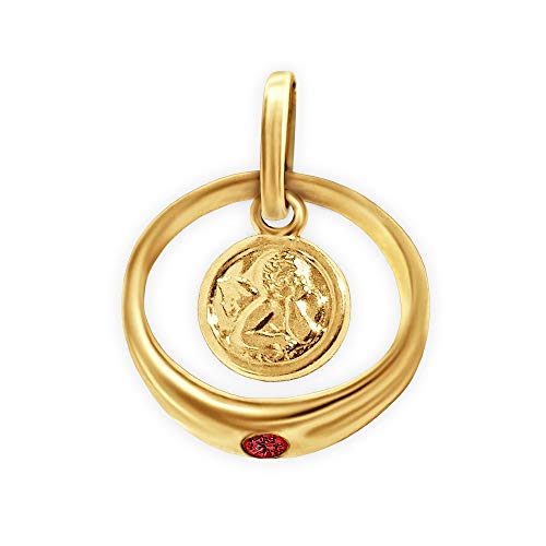 CLEVER SCHMUCK Taufschmuck 333 Goldener Mädchen Taufring mit Engel rund und Edelstein Rubin 333 Gold 8 Karat im Taufe Etui von CLEVER SCHMUCK