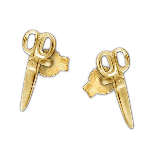 Clever Schmuck Goldene Damen oder Herren Ohrstecker kleine Schere 9 mm glänzend 333 GOLD 8 KARAT perfekt für Frisöre, Schneider, Näher... von CLEVER SCHMUCK