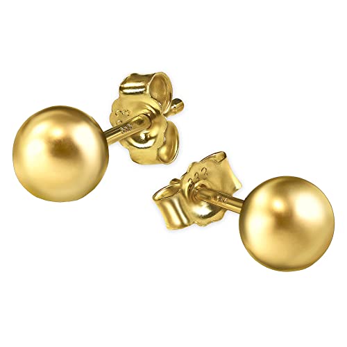 CLEVER SCHMUCK Goldene Paar Damen Ohrstecker Kugel Ø 5 mm glänzend 333 GOLD 8 Karat im Etui sand von CLEVER SCHMUCK