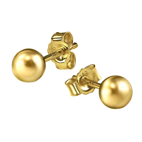 CLEVER SCHMUCK Goldene sehr kleine schlichte Damen Ohrstecker mit Mini Kugel Ø 3 mm glänzend 333 GOLD 8 Karat im Etui sand von CLEVER SCHMUCK