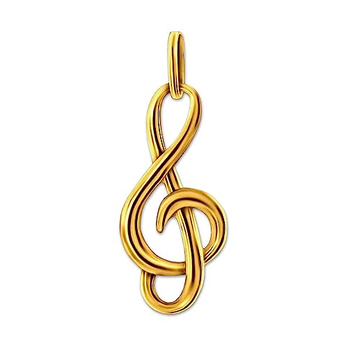 CLEVER SCHMUCK Goldener Damen Anhänger kleiner Notenschlüssel 16 mm schlicht und glänzend 333 Gold 8 Karat für Musikfreunde im Schmucketui von CLEVER SCHMUCK