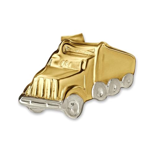 Clever Schmuck Goldener einzelner Herren Ohrring als Ohrstecker LKW Truck 11 x 7 mm bicolor 333 GOLD 8 KARAT (1 Stück) im Etui sand von CLEVER SCHMUCK