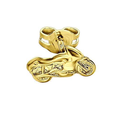 CLEVER SCHMUCK Goldener einzelner Single Ohrstecker Motorrad 9 x 5 mm nach rechts fahrend glänzend 333 Gold 8 Karat, Lieferung von 1 Stück im Schmucketui von CLEVER SCHMUCK