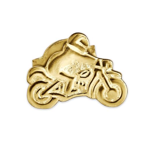 CLEVER SCHMUCK Goldener einzelner Single Ohrstecker Motorradfahrer 8,5 x 6 mm glänzend 333 GOLD 8 KARAT (1 Stück) im Etui sand von CLEVER SCHMUCK