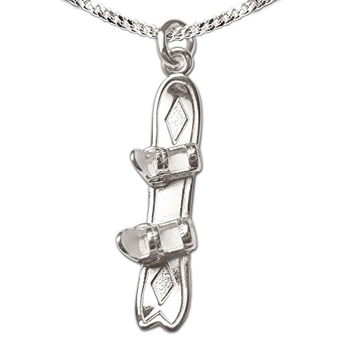 Clever Schmuck Set Silberner Anhänger 3D Snowboard 25 mm glänzend mit Kette Panzer 45 cm STERLING SILBER 925 von CLEVER SCHMUCK