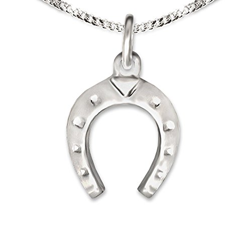 Clever Schmuck Set Silberner Anhänger kleines Hufeisen 12 mm schlicht beidseitig plastische Form glänzend mit Kette Panzer 42 cm STERLING SILBER 925 von CLEVER SCHMUCK