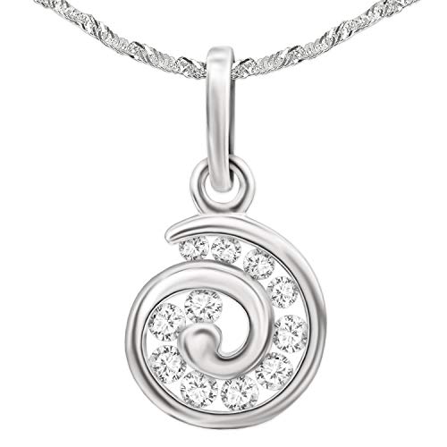 Clever Schmuck Set Silberner kleiner Damen Anhänger Schnecke 9 mm viele Zirkonia und Kette Singapur 45 cm STERLING SILBER 925 von CLEVER SCHMUCK