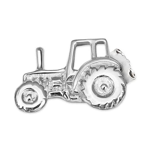 CLEVER SCHMUCK Silberner einzelner Single Ohrstecker Traktor 9 x 6 plastisch ausgeprägt und glänzend STERLING SILBER 925 im Etui blau von CLEVER SCHMUCK