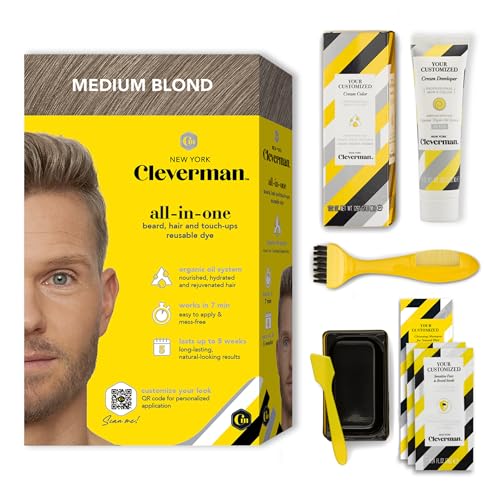 Cleverman Haar- und Bartfarbe für Männer – All-in-One-Set – Farbe für Männer für natürliche Abdeckung gegen graues Haar, professionelle Qualität, ohne Ammoniak, zum Kaschieren von grauem Haar, Bart Cleverman Haar- und Bartfarbe für Männer – All-in-One-Set – Farbe für Männer für natürliche Abdeckung gegen graues Haar, professionelle Qualität, ohne Ammoniak, zum Kaschieren von grauem Haar, Bart von CLEVERMAN