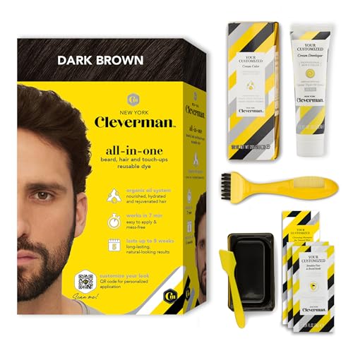 Cleverman Haar- und Bartfarbe für Männer – All-in-One-Set – Farbe für Männer für natürliche Abdeckung gegen graues Haar, professionelle Qualität, ohne Ammoniak, zum Kaschieren von grauem Haar, Bart Cleverman Haar- und Bartfarbe für Männer – All-in-One-Set – Farbe für Männer für natürliche Abdeckung gegen graues Haar, professionelle Qualität, ohne Ammoniak, zum Kaschieren von grauem Haar, Bart von CLEVERMAN