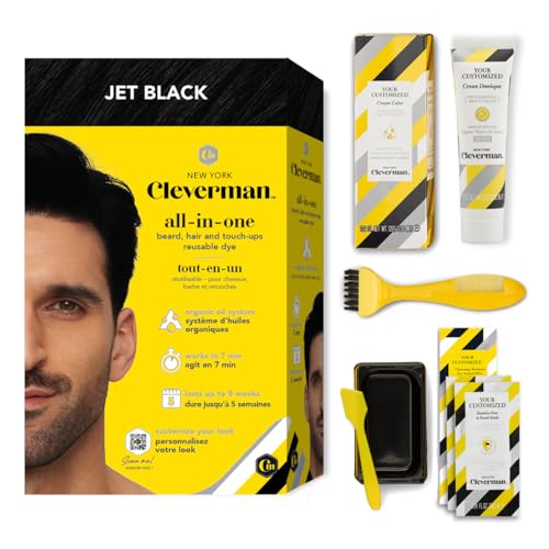 Cleverman Jet Black Haar- und Bartfärbemittel für Männer, wiederverwendbares All-in-One-Set – Farbe für Herren für natürliche Abdeckung gegen graues Haar, professionelle Qualität, ohne Ammoniak, zum Cleverman Jet Black Haar- und Bartfärbemittel für Männer, wiederverwendbares All-in-One-Set – Farbe für Herren für natürliche Abdeckung gegen graues Haar, professionelle Qualität, ohne Ammoniak, zum von CLEVERMAN
