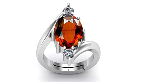 CLEVIO Verstellbarer Panchdhaatu-Ring, 8,00 Karat, Aa++, natürlicher Edelstein, Gomed Hessonit, Panchdhaatu, verstellbarer Ring für Damen und Herren (Labor – getestet)-B0DKC7JXMRNAMZ, S, Edelstein von CLEVIO