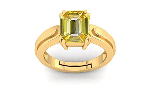 CLEVIO Zertifizierter unbeheizter Ring 18,25 Ratti A+ Qualität natürlicher gelber Saphir Pukhraj Edelstein Ring für Damen und Herren (Lab-zertifiziert)-B0C2J3XQMRNAMZ, S, Edelstein von CLEVIO