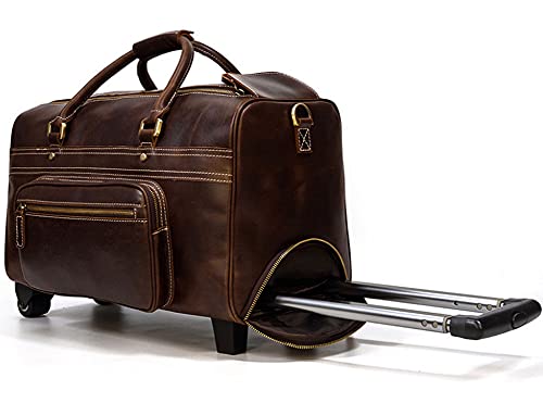 Laptop-Trolley-Tasche für Herren, aus Leder, Retro-Reisetasche, schwarz, Rolltasche, Einheitsgröße Laptop-Trolley-Tasche für Herren, aus Leder, Retro-Reisetasche, schwarz, Rolltasche, Einheitsgröße von CLFLO