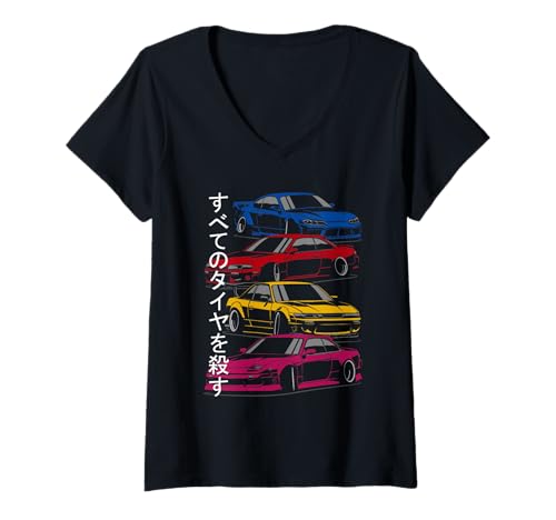 Damen Silvia s13 s14 s15 lover sportwagen T-Shirt mit V-Ausschnitt von CLICK FOR MORE SILVIA CARS