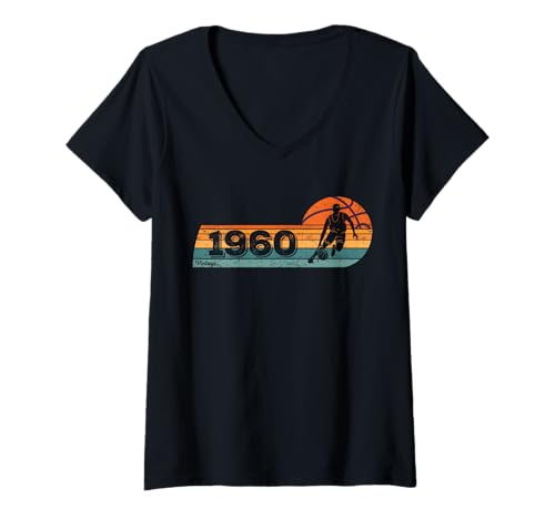 Damen Basketballer Jahrgang 1960 geboren Geburtstags Basketball T-Shirt mit V-Ausschnitt Damen Basketballer Jahrgang 1960 geboren Geburtstags Basketball T-Shirt mit V-Ausschnitt von CLICK-HERE for more Basketball Birthday Shirts